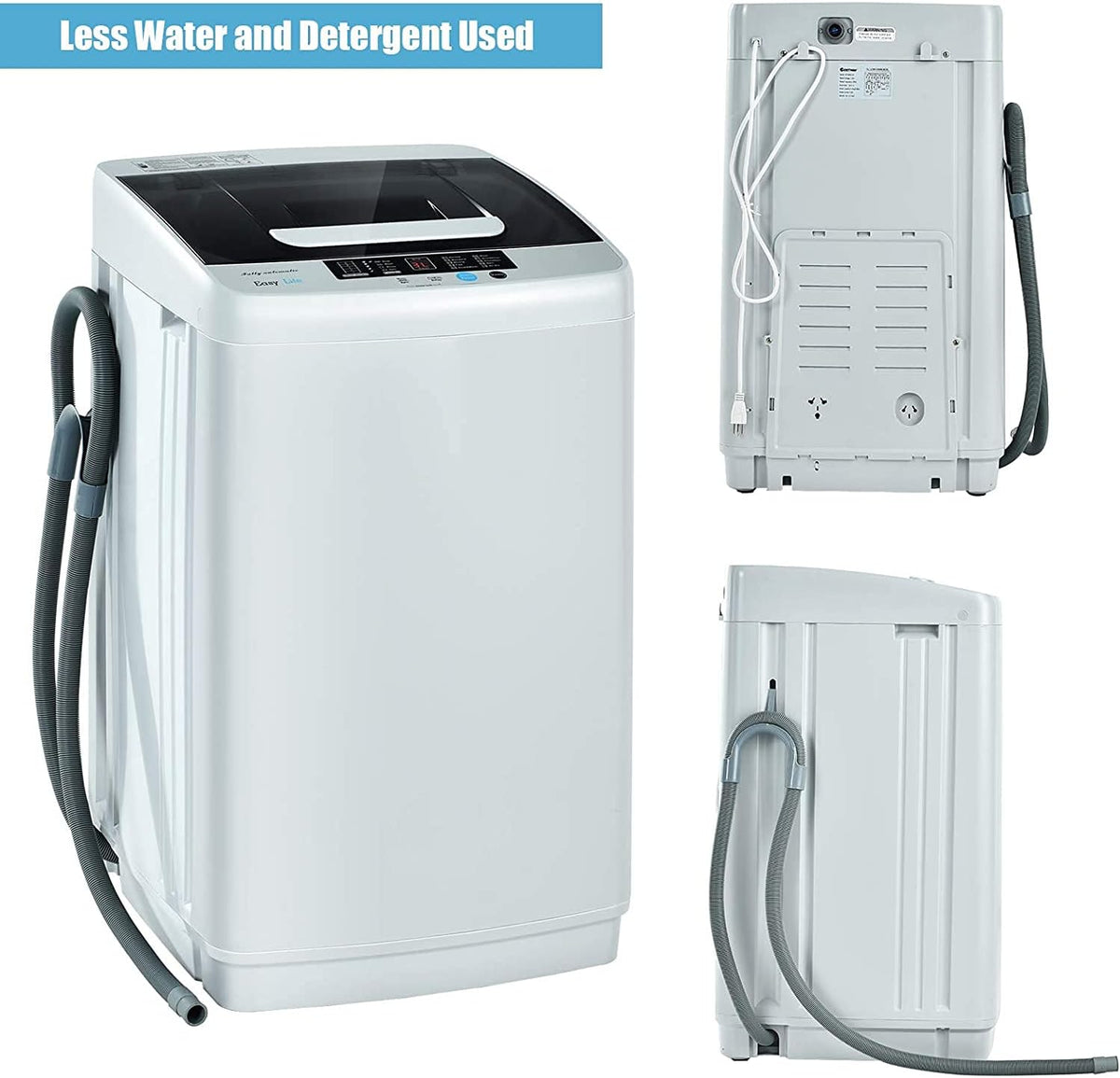 COSTWAY 8.8LBS Portable Washing Machine, Full-Automatic w/Drain Pump, White