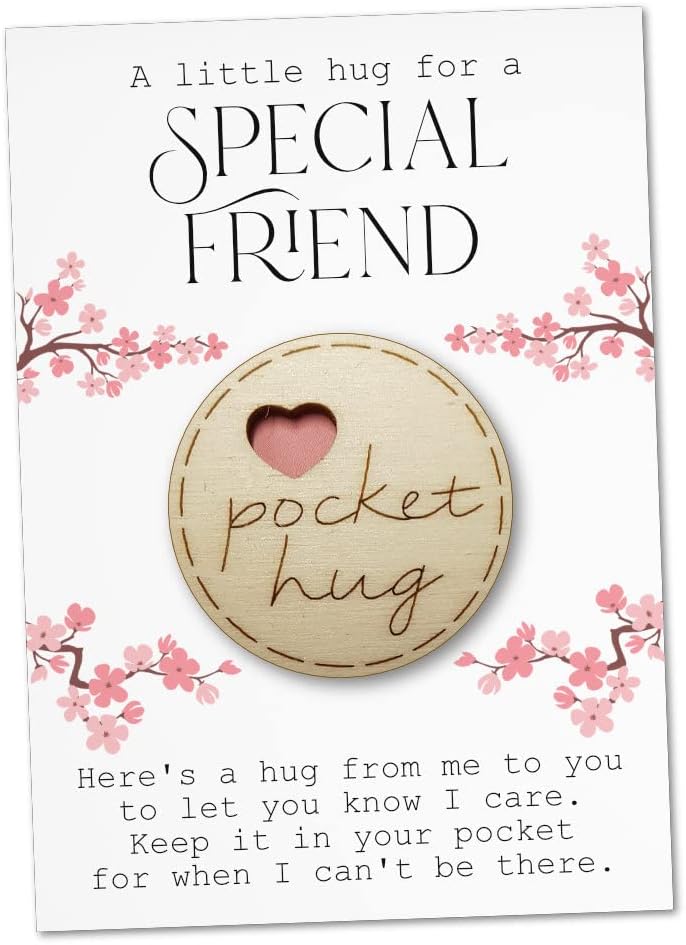 Pocket Hug Gift For Friend | Wooden Special Friendship Token For Her | TKF