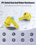 Wireless Earbuds, Bluetooth 5.4 Headphones Bass Stereo/Clear Calls, White