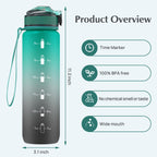 EYQ 1L Water Bottle, 1 Litre Water Bottle with Straw, 32oz Leak-Proof Motivational Sports Drinks Bottle with Time Marker, Tritan BPA-Free, Drinking Waterbottles for Gym Outdoor Sports