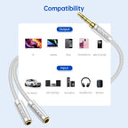 SYNCWIRE Headphone Splitter, 3.5mm Nylon-Braided Male to 2 Female Y Cable
