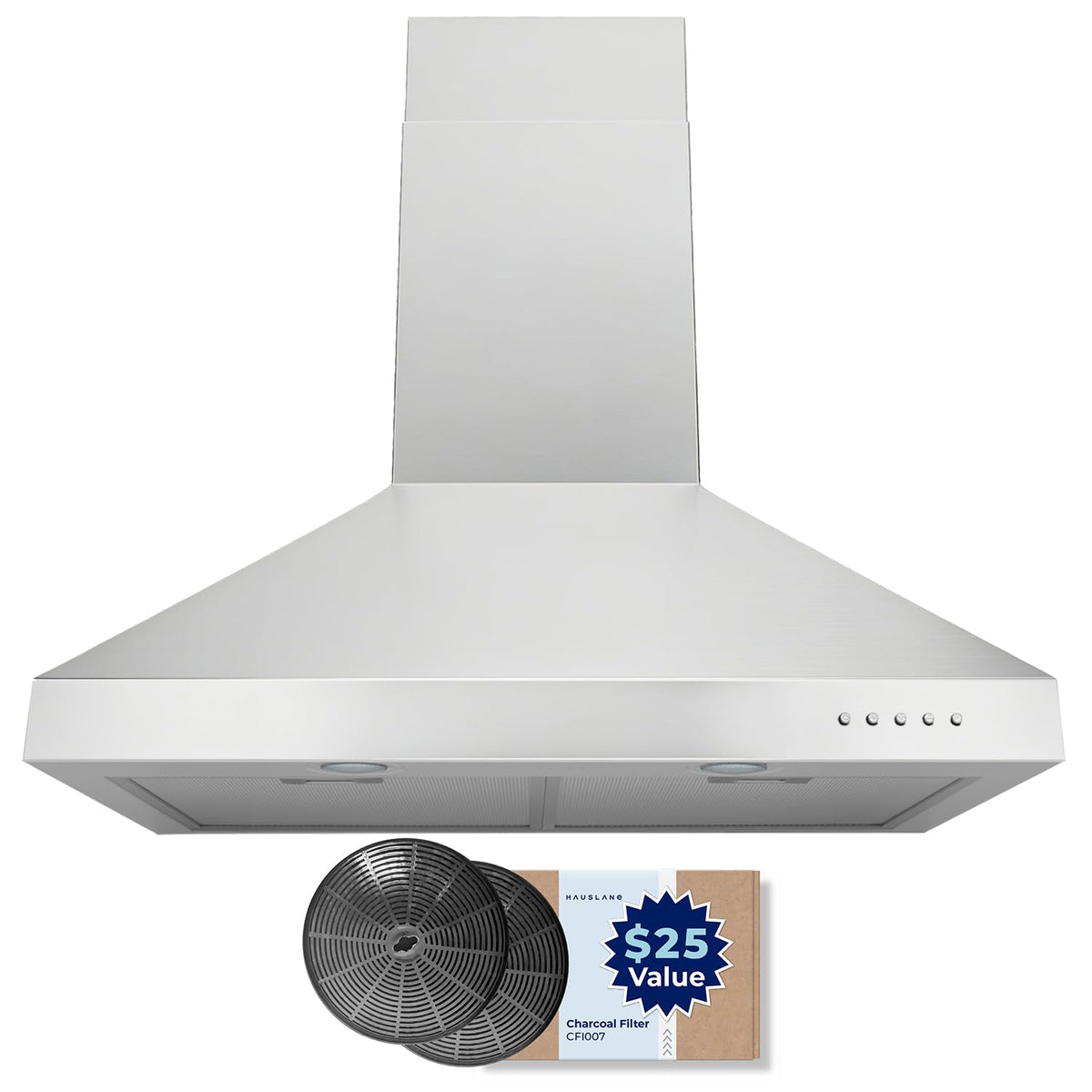 Hauslane Wall Mount Range Hood 30 Inch Convertible 350-750 CFM Low Noise