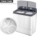 Giantex Portable Washing Machine, 20lbs Capacity, 12lbs Washer and 8lbs Spinner, Compact for Apartment RV, Gray & White, GX20313-PE