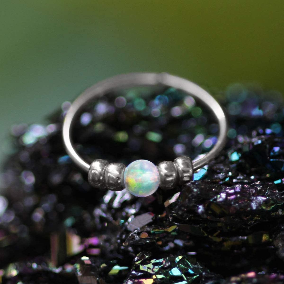 Ultra Thin Opal Nose Ring