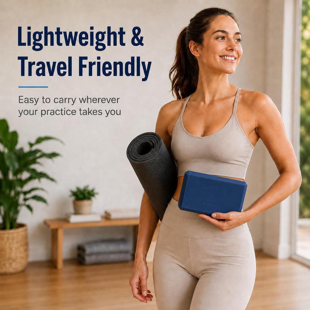 EXERZ Yoga Blocks 2pcs Gym Bricks -Comfortable Fitness Yoga Bricks, Anti-Slip, Lightweight and Travel Friendly Pilates Practice
