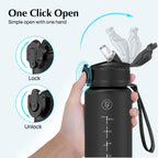 EYQ 1L Water Bottle, 1 Litre Water Bottle with Straw, 32oz Leak-Proof Motivational Sports Drinks Bottle with Time Marker, Tritan BPA-Free, Drinking Waterbottles for Gym Outdoor Sports