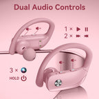 bmani Ear Buds Wireless Earbuds Bluetooth Headphones with 80H Playtime LED Display Case, Over-Ear Hook with Mic, Stereo Sound, Easy Button Controls, Sports Earphones for Running Workout Gym Black