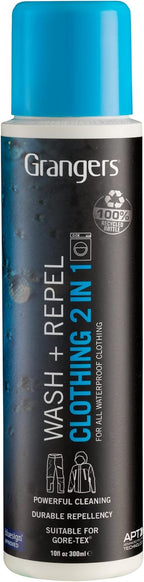 Grangers Wash + Repel Clothing 2 in 1 | 300ml | Powerful Cleaning Combined & Durable Water-Repellency For All Waterproof Jackets & Trousers