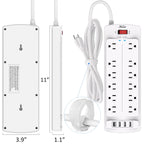 ALESTOR 6 Ft Surge Protector Power Strip with 12 Outlets and 4 USB Ports
