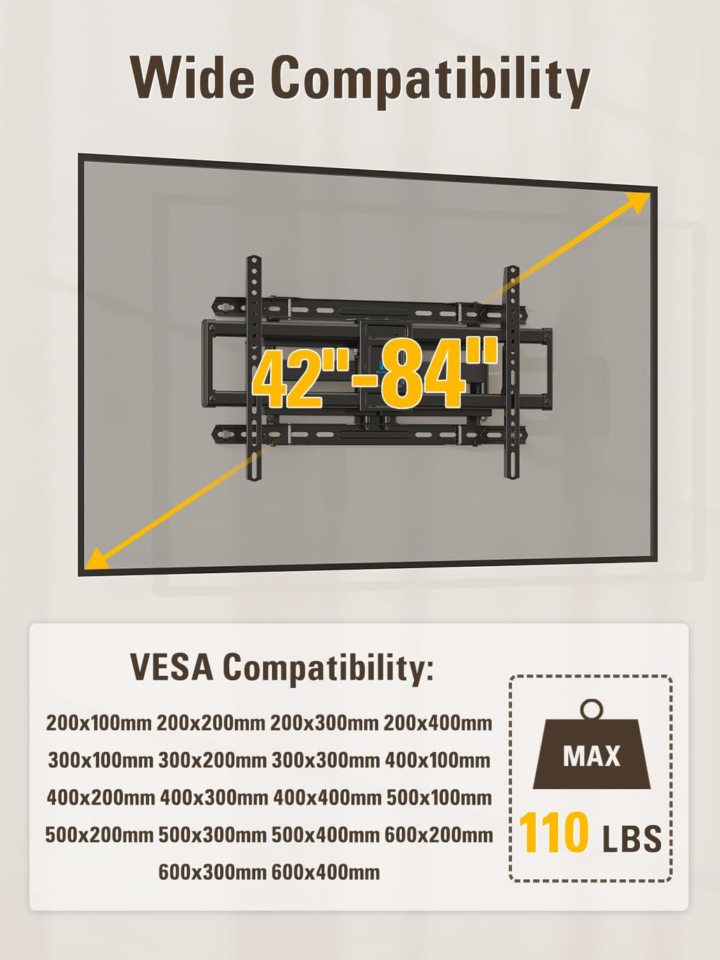 Mounting Dream Full Motion TV Wall Mount for 32-70 Inch TVs up to 110lbs