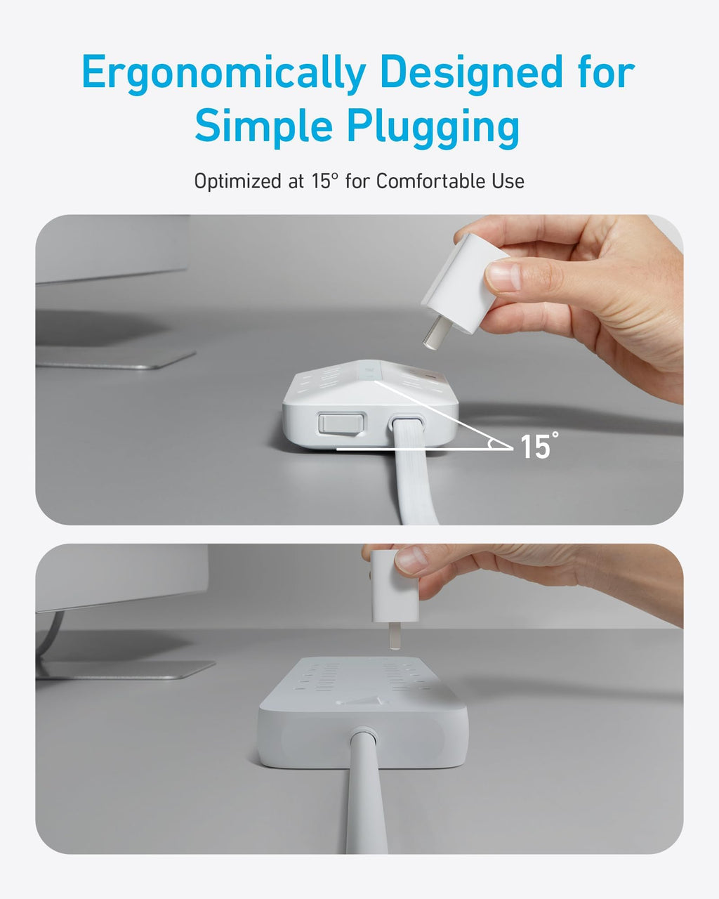 Anker Power Strip with 300J Surge Protector, 5ft Outlet Extender, 20W, 6AC