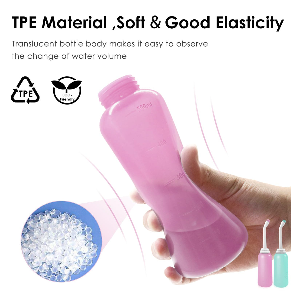 Portable Bidet 2 Pack, RUFCRIL 500ml Peri Bottle Postpartum, Boilable TPE