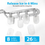 Aeitto Ice Maker Countertop 26lbs/24H Ice Makers Ready in 6-Min 8 Ice Cubes