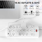 Yintar 6Ft Surge Protector Power Strip with 8 Outlets and 4 USB Ports
