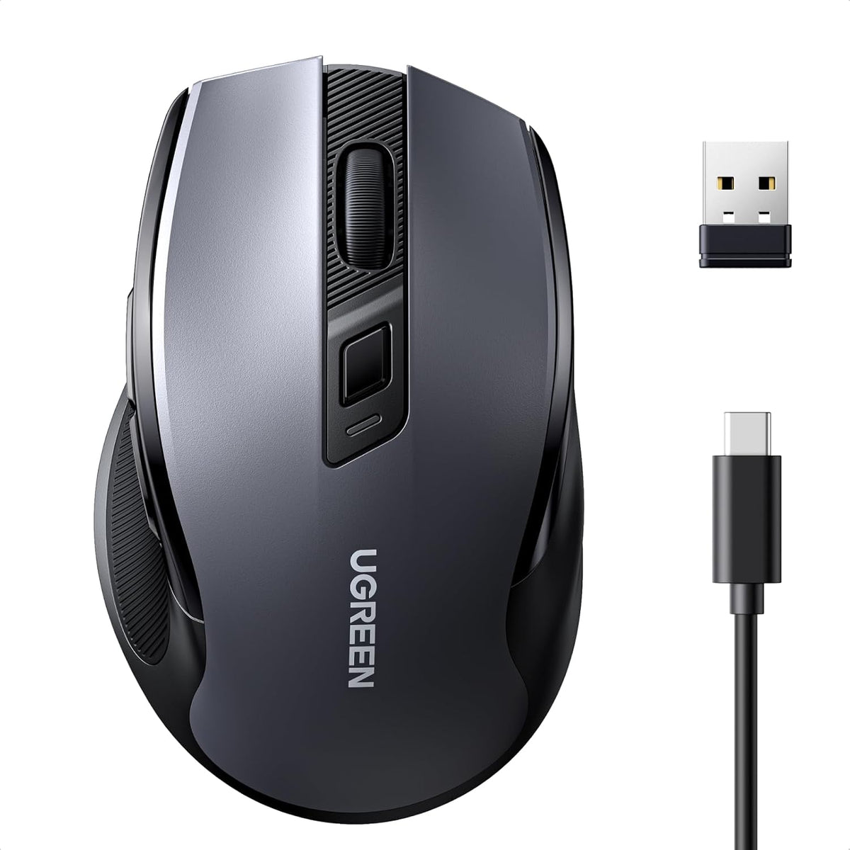 UGREEN Wireless Mouse, Bluetooth & 2.4GHz Silent Mouse, USB-C Rechargeable