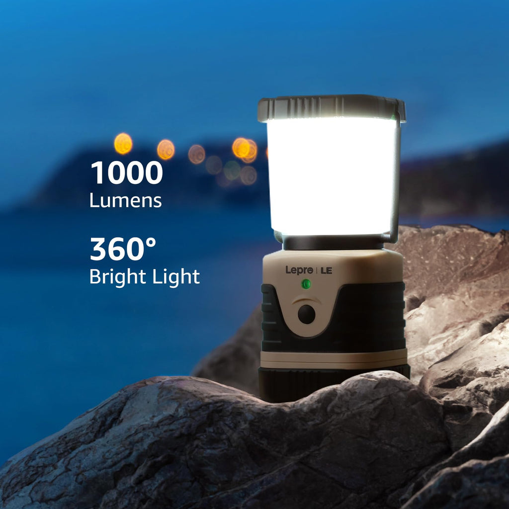 LE Camping Light Rechargeable, 1000lm Camping Lantern, Warm & Cool Light