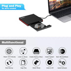Rioddas External USB-C 3.0 CD/DVD Drive Burner +/-RW, Ultra-Slim Portable DVD Player Writer Reader for Windows 11/10/8 Linux, Laptop Desktop PC Mac iMac MacBook