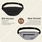 MAXTOP Large Bumbag Waist Fanny Pack Running Belt for Men Women Unisex Bum Bag with Headphone Jack and 4-Zipper Pockets Adjustable Belt for Travel Running Jogging Workout Hiking Gifts All Black
