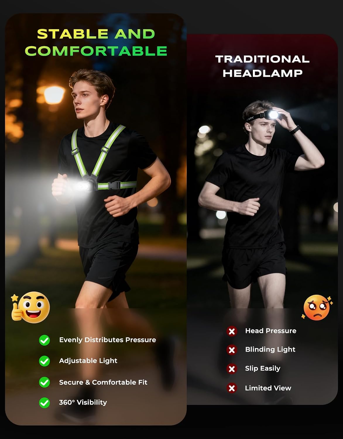 Running Lights for Runners, 500LM Chest Running Light with 7 Modes