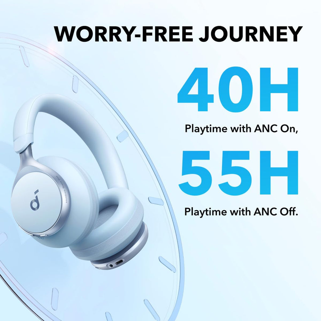 Soundcore Anker Space 2 Bluetooth 6.1 Over-Ear Headphones, Travel-Ready