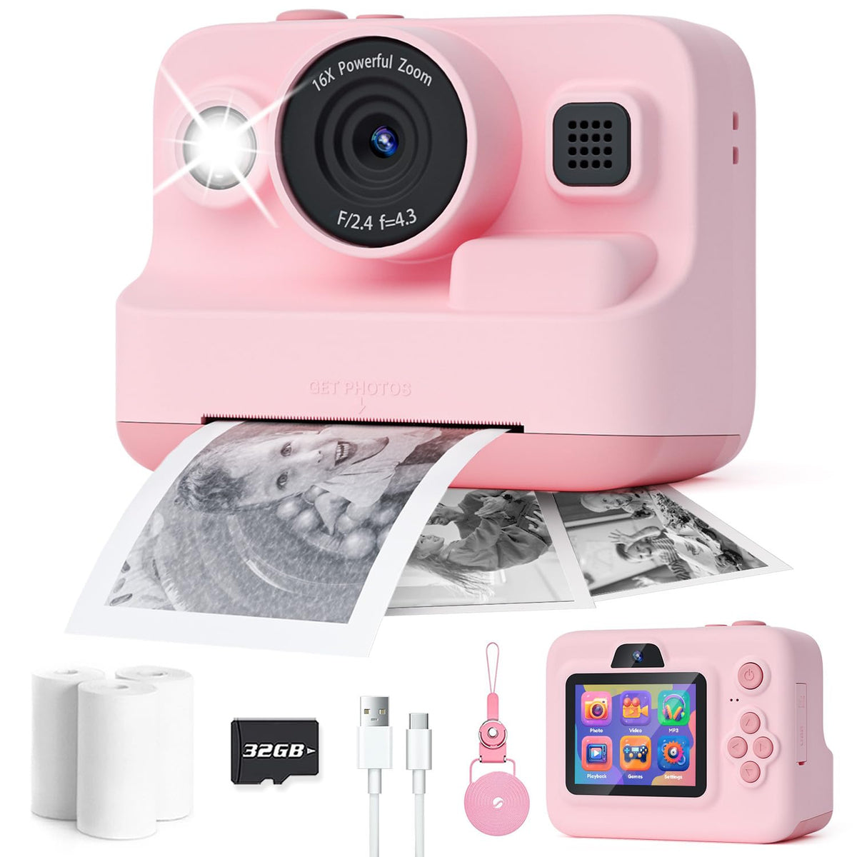 Dylanto Kids Camera Instant Print,1080P Kids Instant Cameras that Print Photos,Christmas Birthday Gifts for Girls Age 3-12,Portable Toy for 3 4 5 6 7 8 9 10 Year Old Girls Boys-Blue