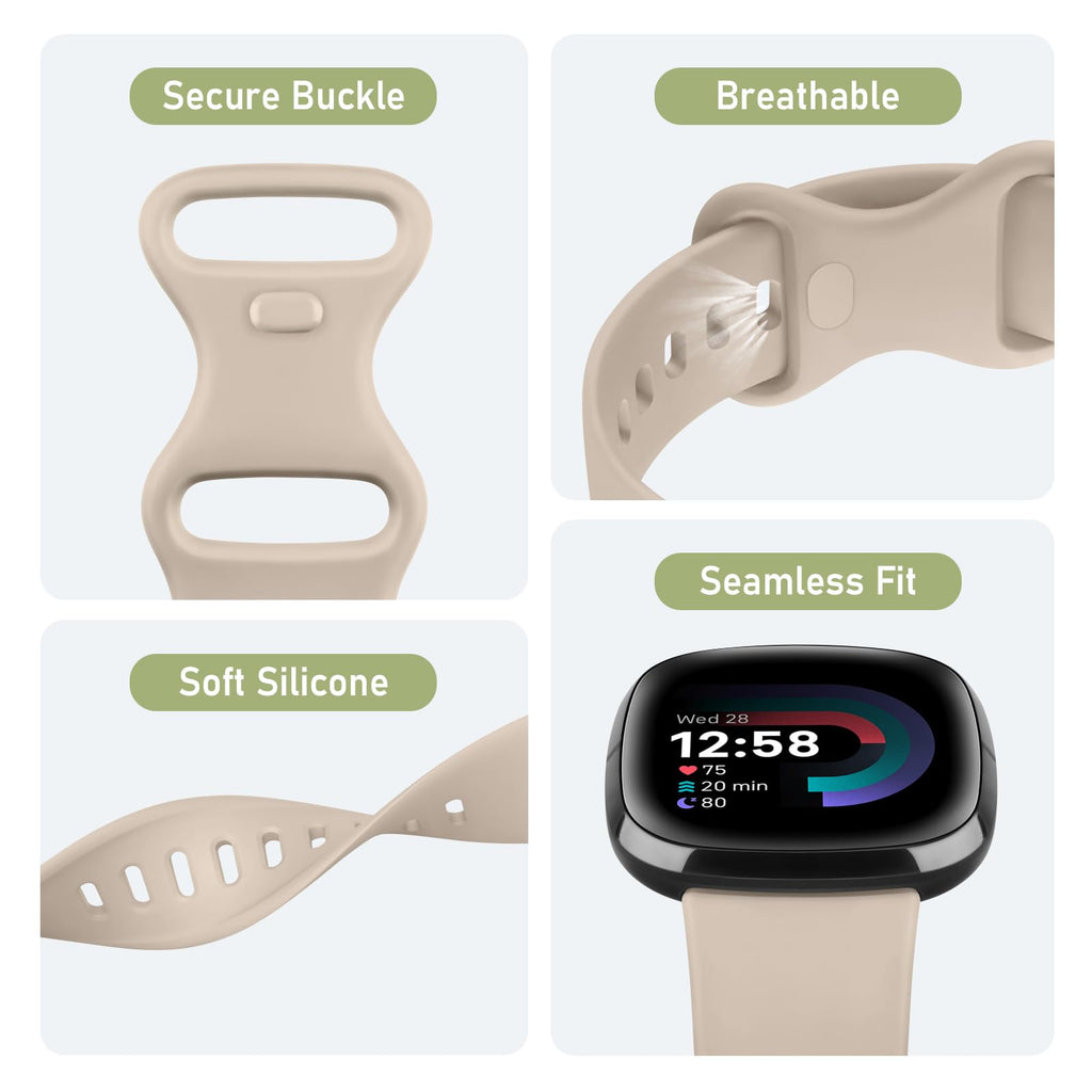 AK Straps for Fitbit Sense 2/Fitbit Sense/Fitbit Versa 4/Fitbit Versa 3 Straps for Women Men,Silicone Sport Classic Soft Replacement Straps Compatible with Fitbit Versa 3/Versa 4/Sense/Sense 2