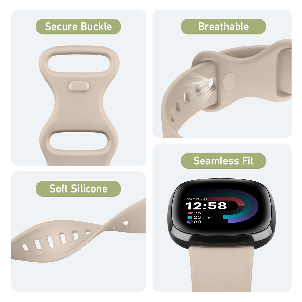 AK Straps for Fitbit Sense 2/Fitbit Sense/Fitbit Versa 4/Fitbit Versa 3 Straps for Women Men,Silicone Sport Classic Soft Replacement Straps Compatible with Fitbit Versa 3/Versa 4/Sense/Sense 2