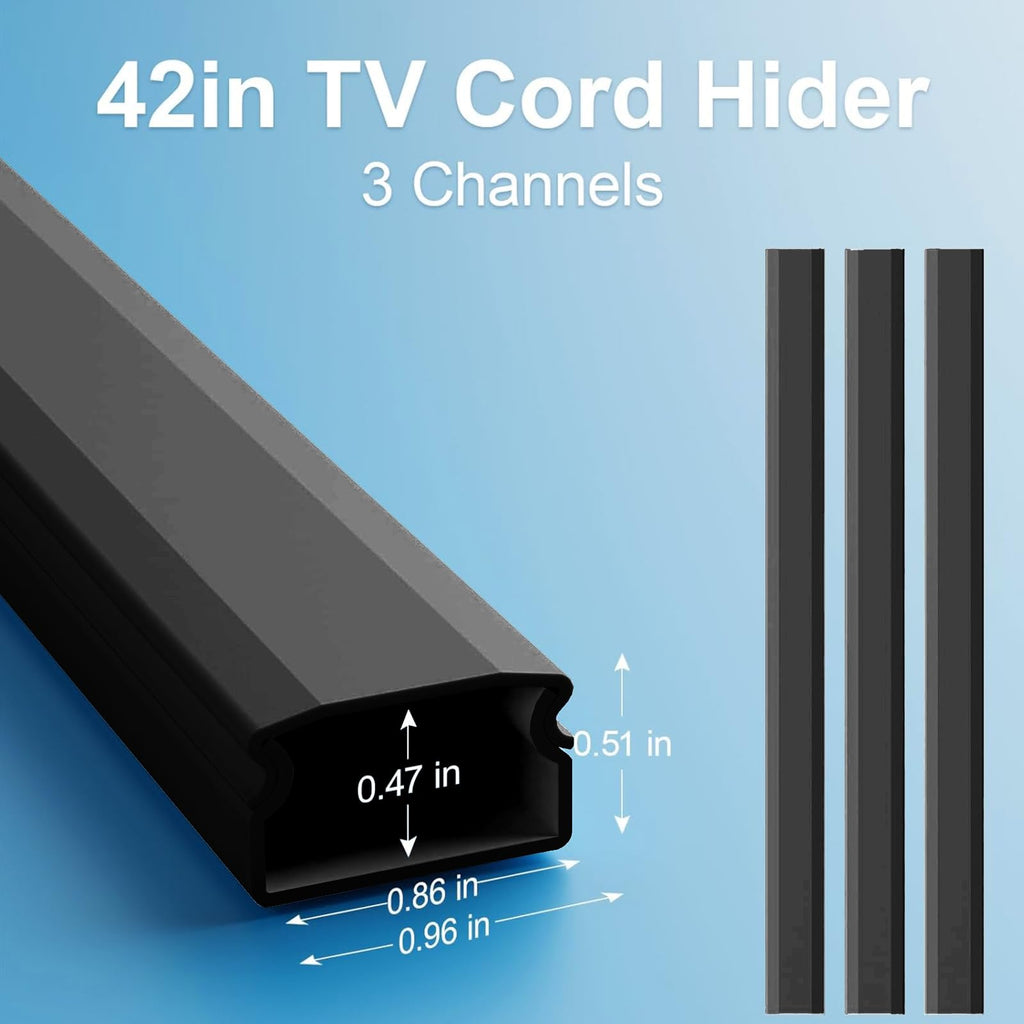 Yecaye TV Cord Hider, 42in Cord Cover Wall Mounted, W1.18in H0.6in, Beige