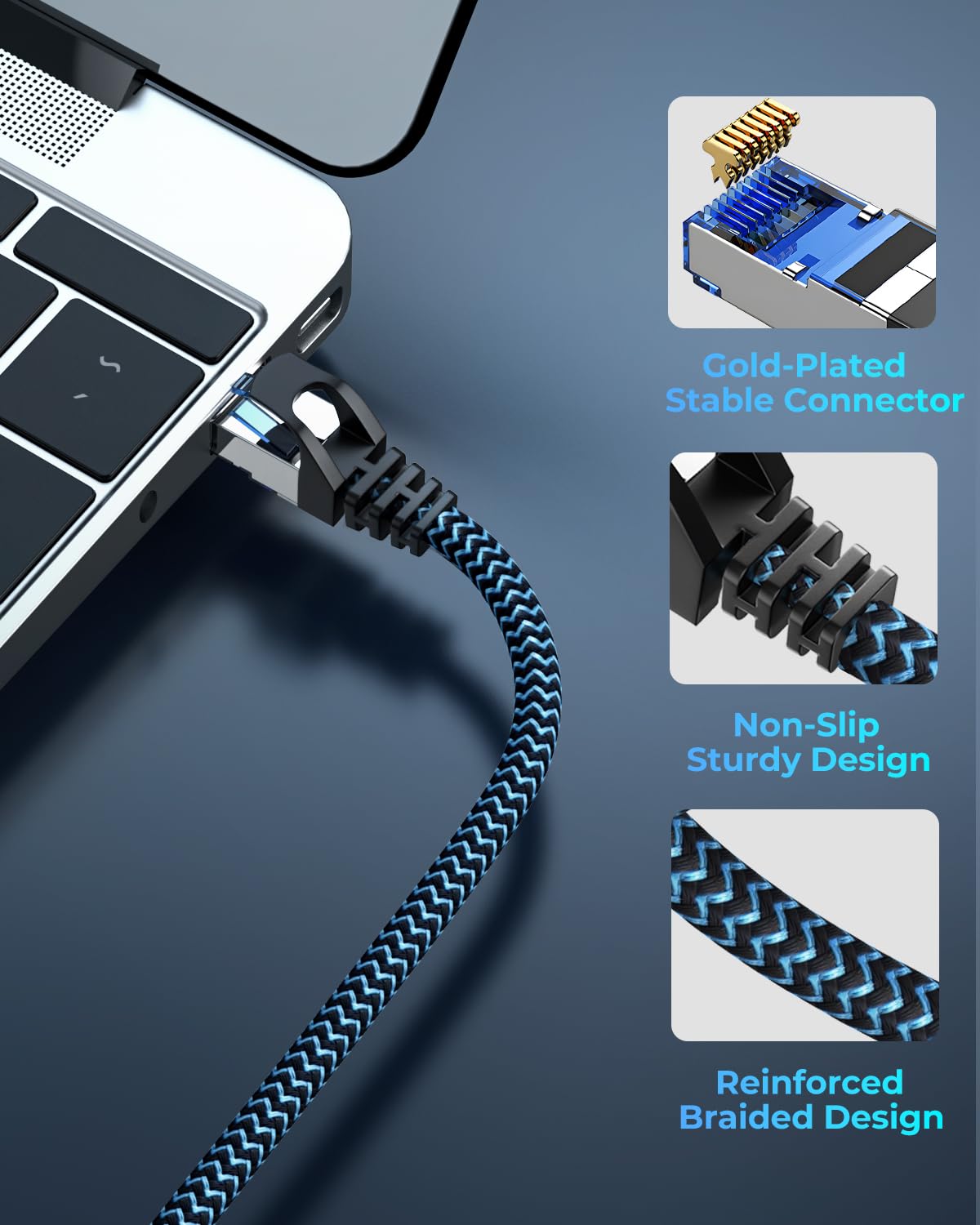 Ethernet Cable 1.5M 10 Pack, Cat 8 Internet Cable High Speed