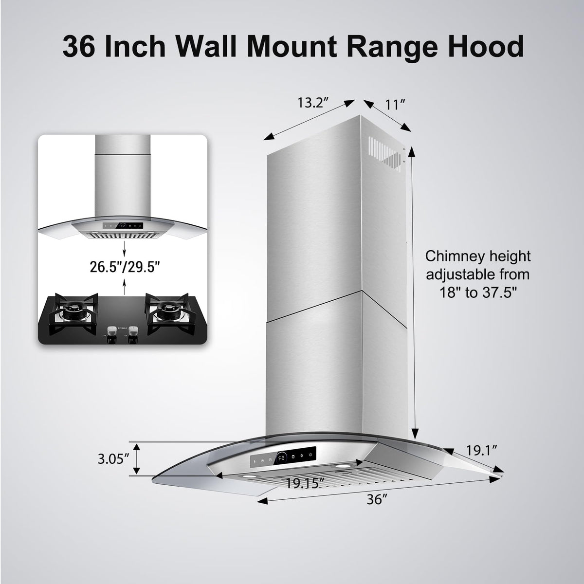 42 inch Range Hood Under Cabinet 1200 CFM Stainless Steel Stove Vent Hoods