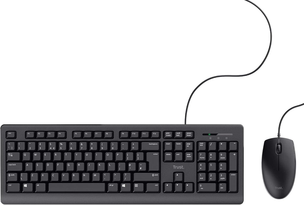 Trust Taro Wired Keyboard and Mouse Set QWERTY UK Layout, Black