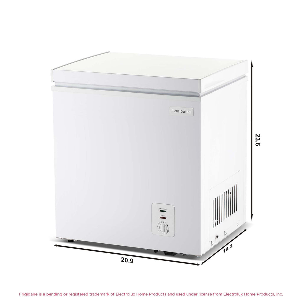 FRIGIDAIRE EFRF5003-BLACK Chest Deep Freezer-Garage-Ready, 5.0 Cu. Ft. Capacity, Black-Adjustable Thermostat-Removable Vinyl Coated Wire Basket-Easy Defrost Drain