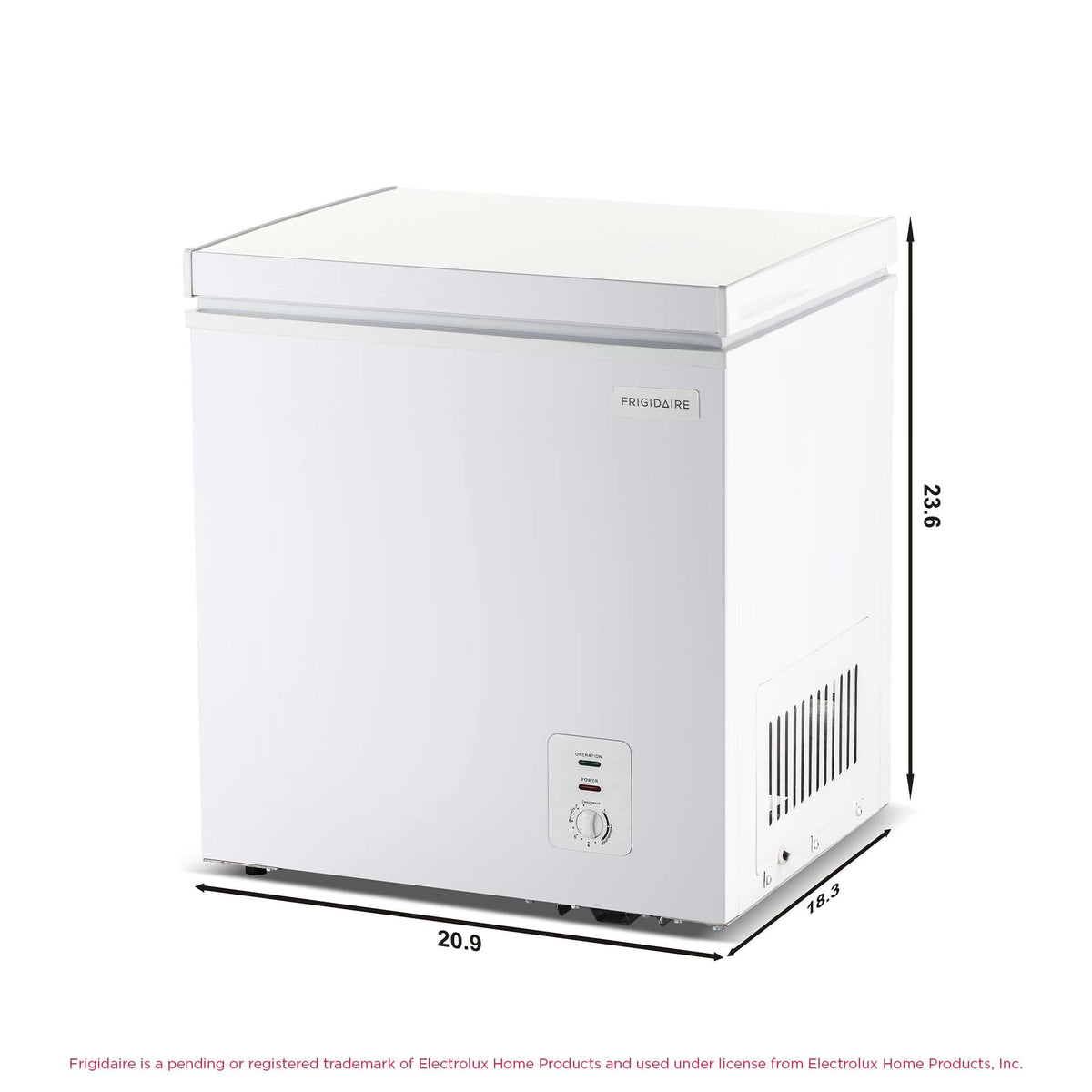 FRIGIDAIRE EFRF5003-BLACK Chest Deep Freezer-Garage-Ready, 5.0 Cu. Ft. Capacity, Black-Adjustable Thermostat-Removable Vinyl Coated Wire Basket-Easy Defrost Drain