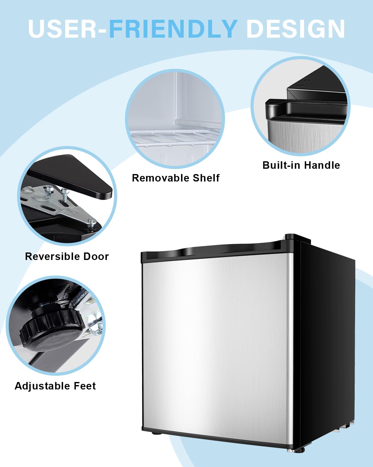 Feelfunn 3.0 Cu.ft Mini Freezer, Small Upright Freezer, Black