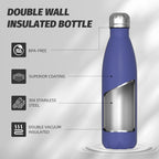 Stainless Steel Insulated Water Bottle, WATERSY Double Walled Metal Vacuum Flask Keep 24 Hrs Cold & 12 Hrs Hot Thermal Metal Sports Bottles 500ml BPA Free for Outdoor, Work, Gym, School (Black)