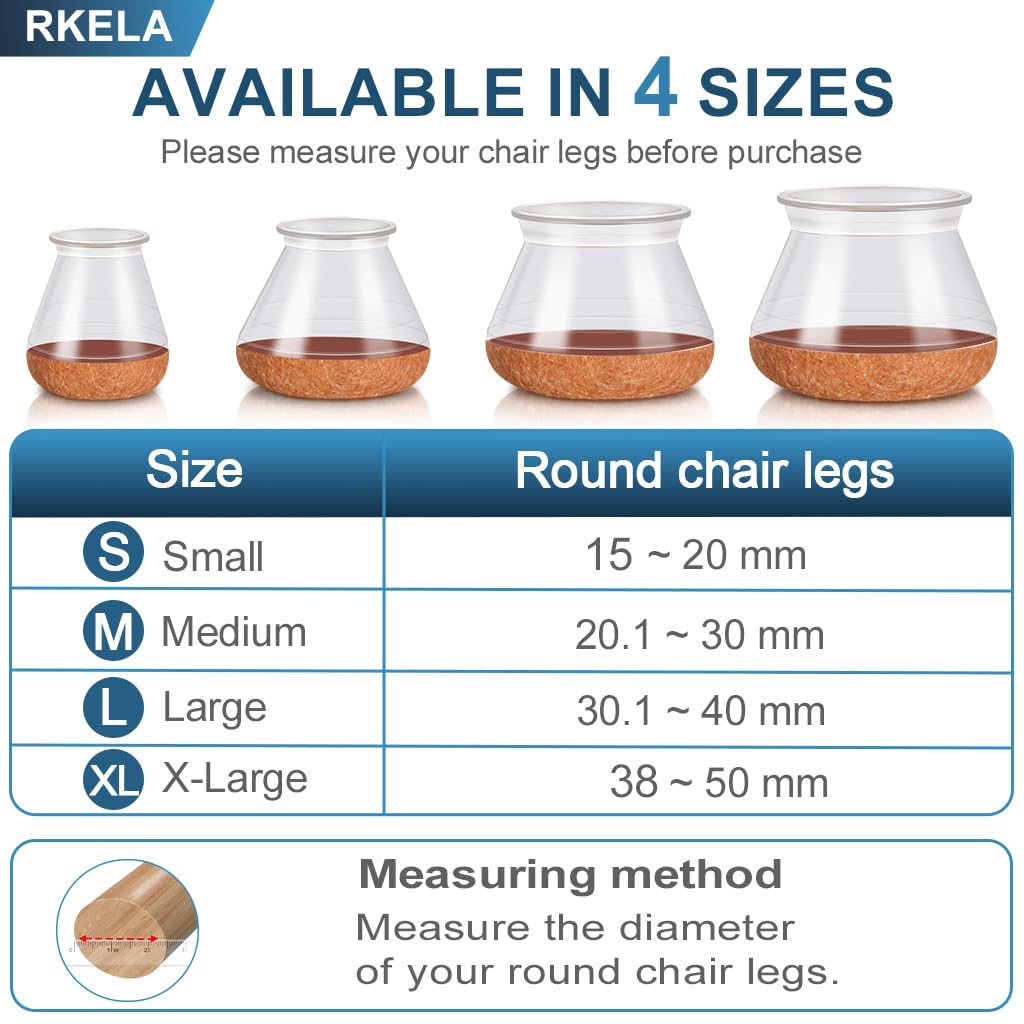Square Chair Leg Floor Protectors, 16 Pcs, Large Clear