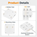 TESSAN Surge Protector Power Strip, 5Ft Flat Plug Extension Cord, Black