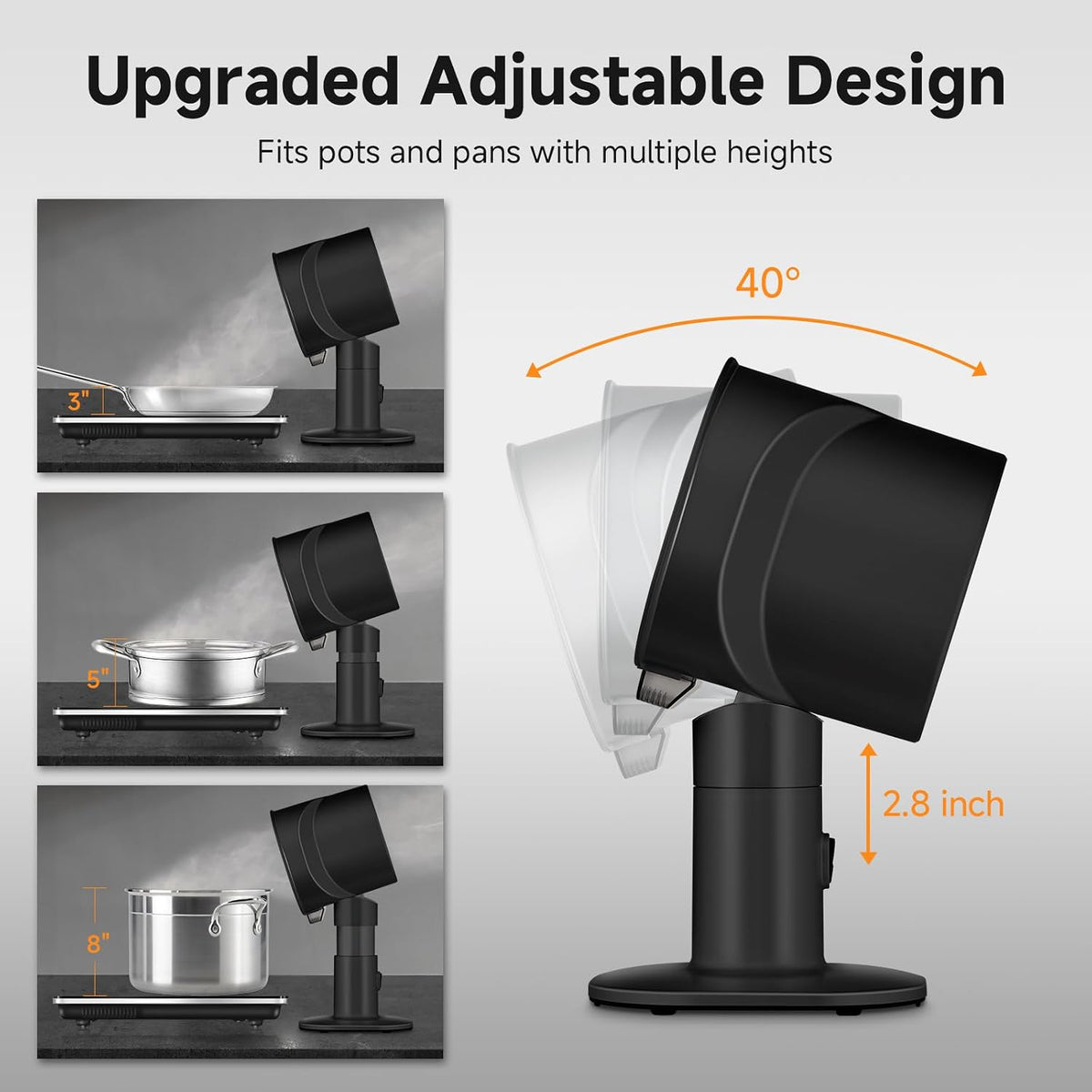 Portable Range Hood, 4-Speed Desktop Exhaust Fan with adjustable Height