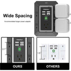 Multi Plug Wall Outlet Night Light, POWRUI 6 Outlet Extender & 3 USB Ports
