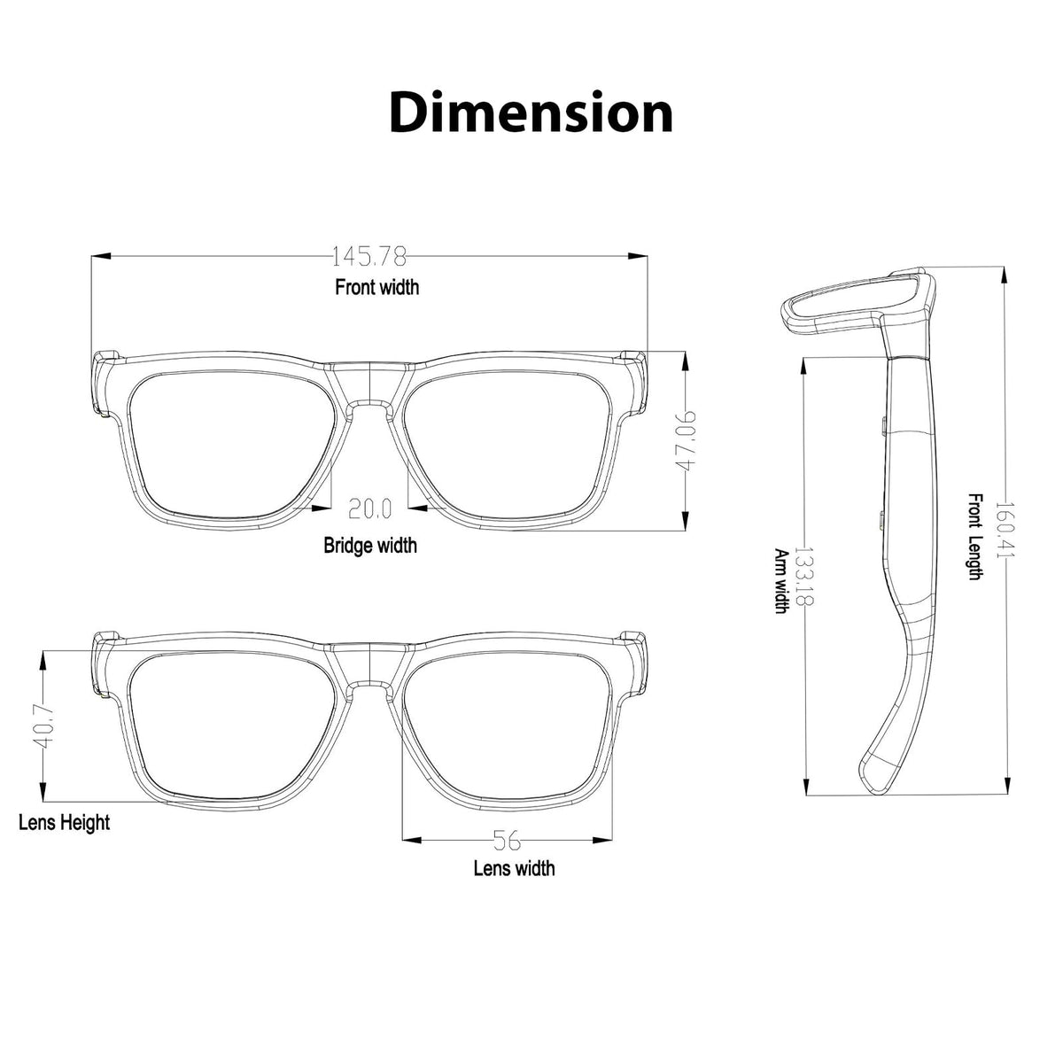 OhO Open Ear Smart Glasses, UV400 Z87.1 Lightweight Audio Bluetooth Glasses