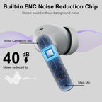 Wireless Earbuds, Bluetooth 5.4 Headphones Bass Stereo/Clear Calls, White