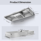 Range Hood 30 inch Under Cabinet, Stainless Steel Kitchen Vent Hood 280CFM, Built-in Kitchen Stove Hood w/Rocker Button Control, Ducted/Ductless Convertible Duct, 2 Speeds Fan, Bright LED Light