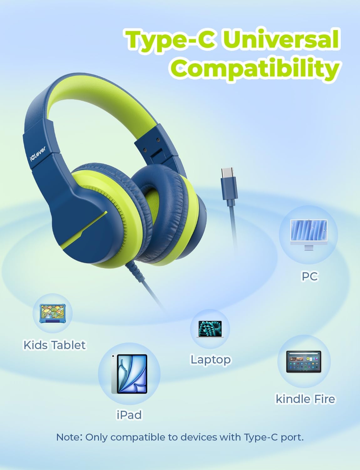 iClever HS19 Kids Headphones with Cord, Toddler Headphones for Boys Girls