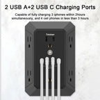 Multi Plug Wall Outlet Surge Protector with 6-Outlet & 4 USB Ports(2USB-C)