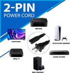 AC 2 Prong C8 Power Cord 5ft Standard 2-Slot for TV PS4 PS5 Speaker Monitor Xbox Wall Power Cable Replacement Black