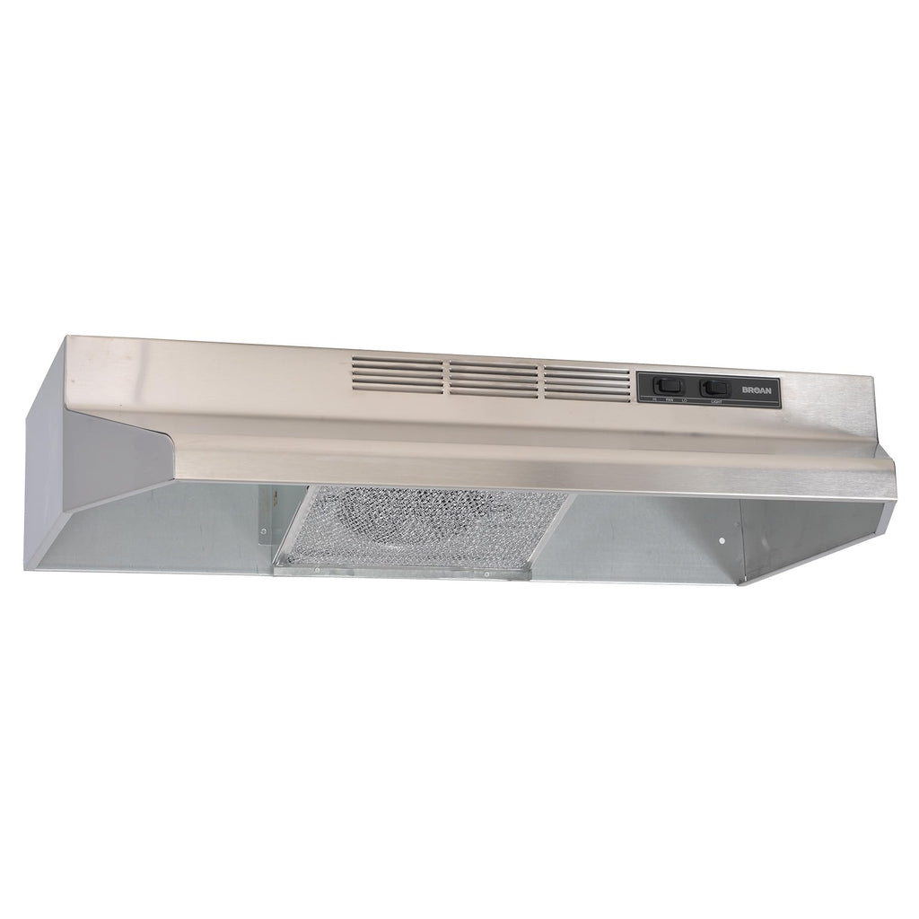 Broan-NuTone F403011 Insert with Light, Exhaust Fan for Under Cabinet Two-Speed Four-Way Convertible Range Hood, 30-Inch, White on White