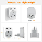 TESSAN UK to US Plug Adaptor 2 Pack, Type B USA Travel Adapter with USB C