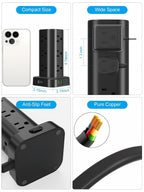 6FT Power Strip Tower with Wireless Charger,Surge Protector with 12 Outlets