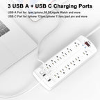 Yintar 6Ft Surge Protector Power Strip with 8 Outlets and 4 USB Ports