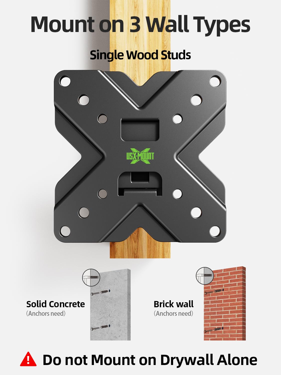 USX MOUNT UL Listed Full Motion TV Mount, Swivel Articulating Tilt TV Wall Mount for 26-65 Inch LED, 4K, Wall Mount Bracket with VESA 400x400mm Up to 77lbs, Perfect Center Design -XMM006-1